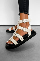 SIAN Chunky Buckle Sandals - White