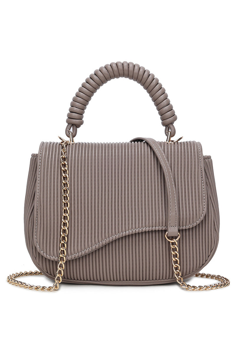 Pleated Top Handle Bag - Pearl Grey