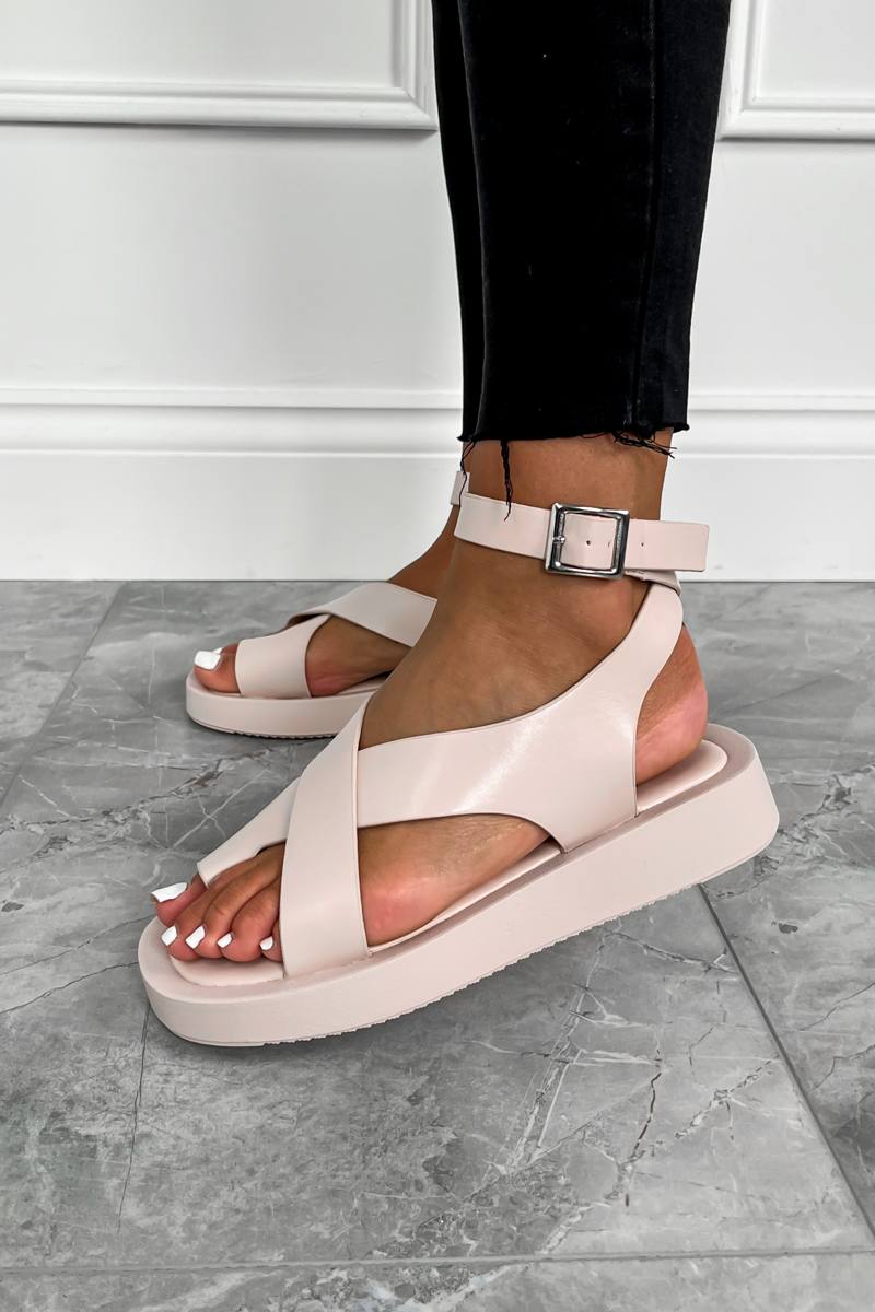 ADELINA Chunky Gladiator Sandals - Beige - 1