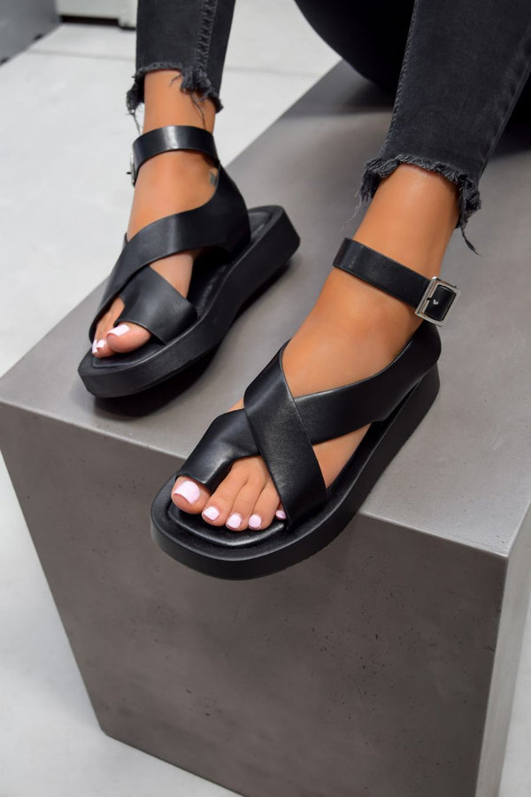 ADELINA Chunky Gladiator Sandals - Black