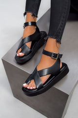 ADELINA Chunky Gladiator Sandals - Black - 2