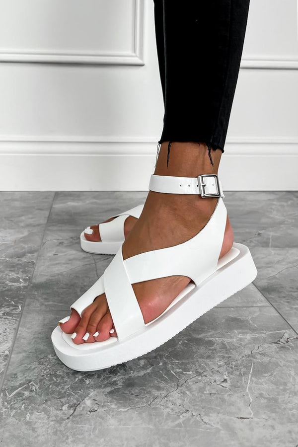 ADELINA Chunky Gladiator Sandals - White - 1