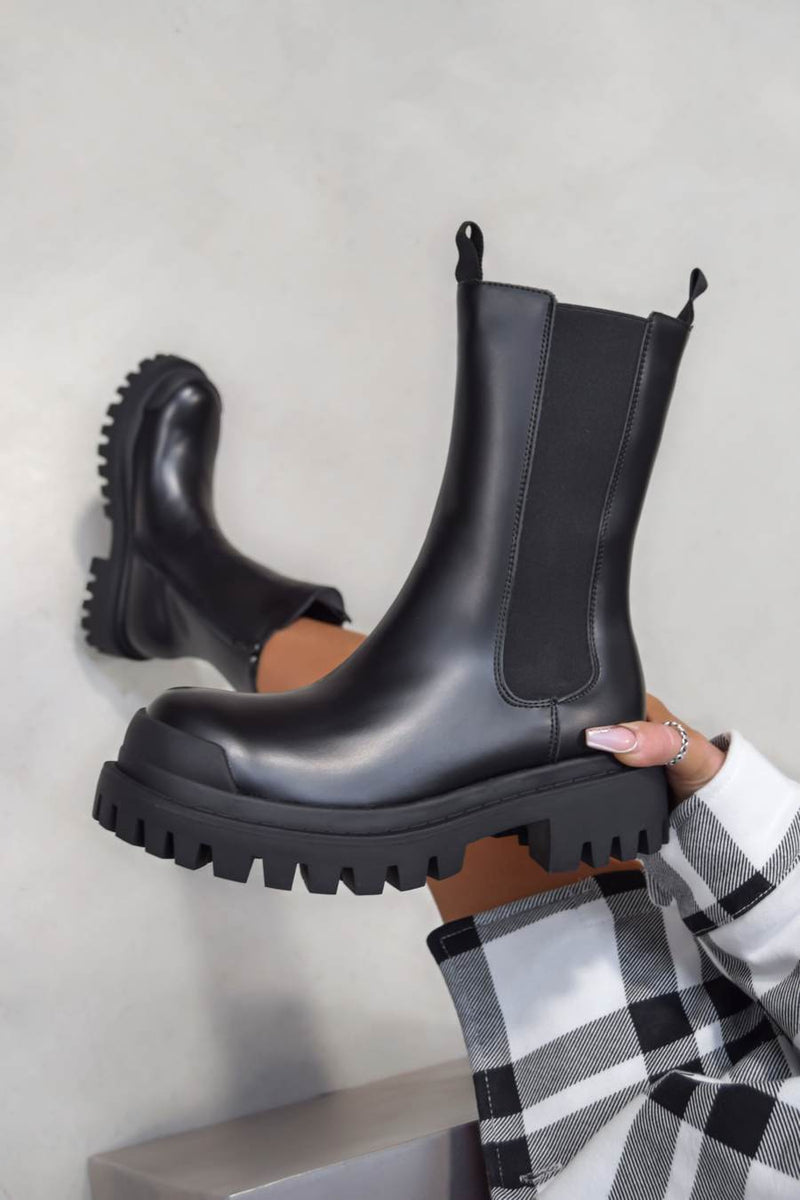 ADORA Chunky Ankle Boots - Black PU