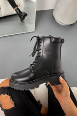 ARLO Chunky Ankle Boots - Black PU