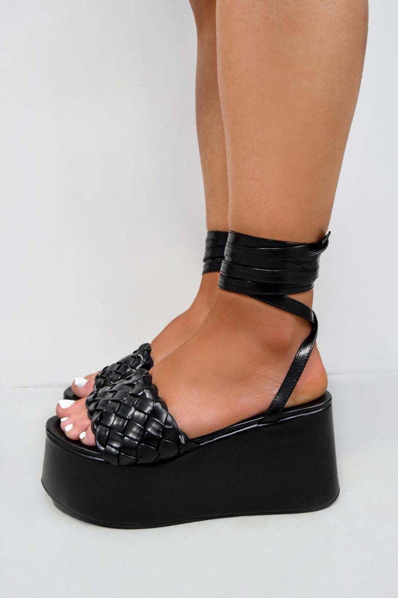 CHLOE Chunky Platform Sandals - Black PU
