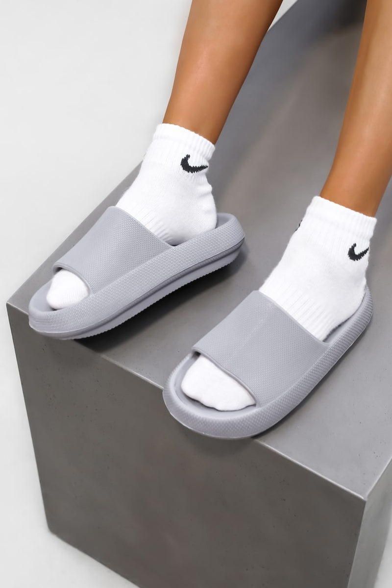 CLARA Flat Slider Sandals - Grey - 1