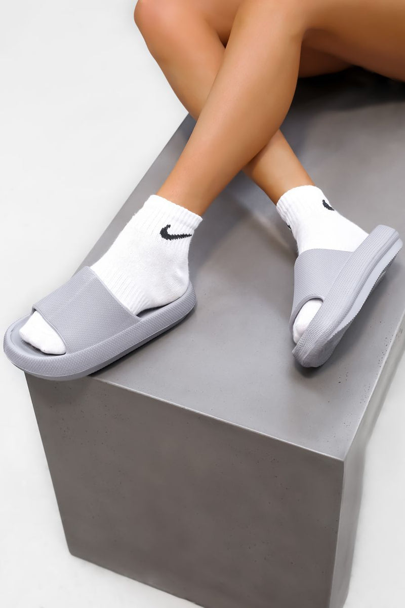CLARA Flat Slider Sandals - Grey