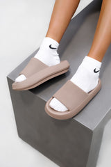 CLARA Flat Slider Sandals - Mocha - 1
