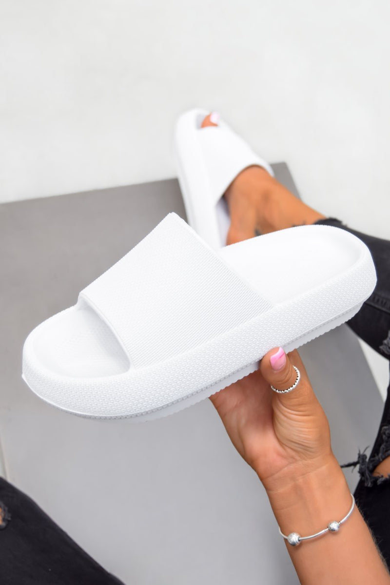 CLARA Flat Slider Sandals - White