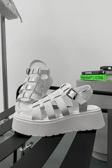 DHALIA Chunky Gladiator Sandals - White Croc - 3