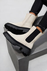 ELLIE Chunky Chelsea Ankle Boots - Cream