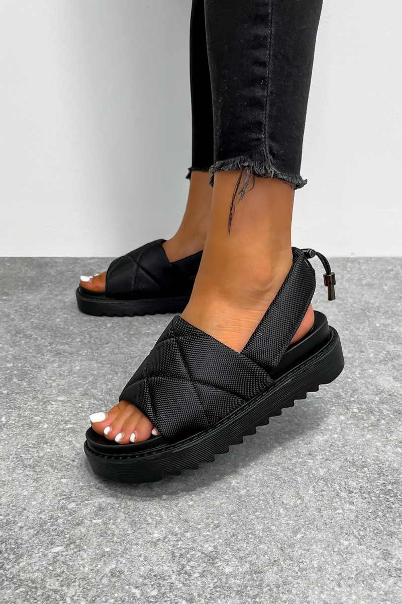 VIENNA Chunky Quilted Sandals - Black