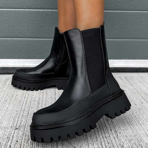 IN CHARGE Chunky Ankle Boots Black – AJ VOYAGE - Main Image