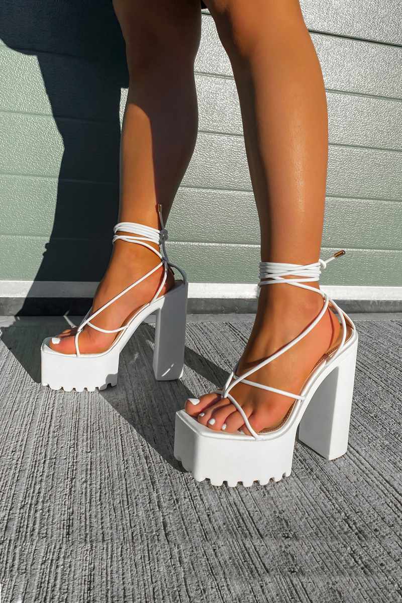 JADE Chunky Platform Heels - White