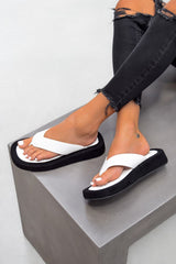 JAYMIE Chunky Toe Post Sandals - White - 1
