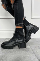 JENNA Chunky Platform Ankle Boots - Black - 2