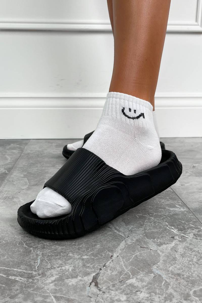 KIA Flat Slider Sandals - Black
