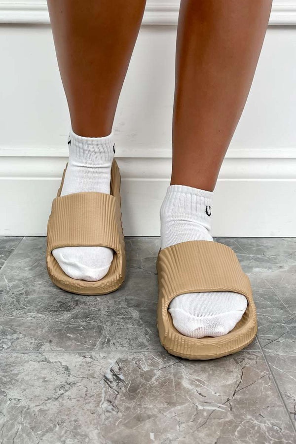 KIA Flat Slider Sandals - Mocha - 1