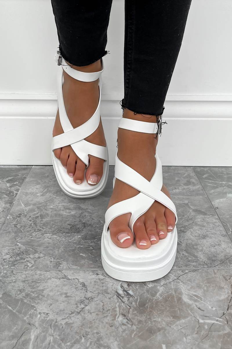 LAVINA Chunky Gladiator Sandals - White - 2