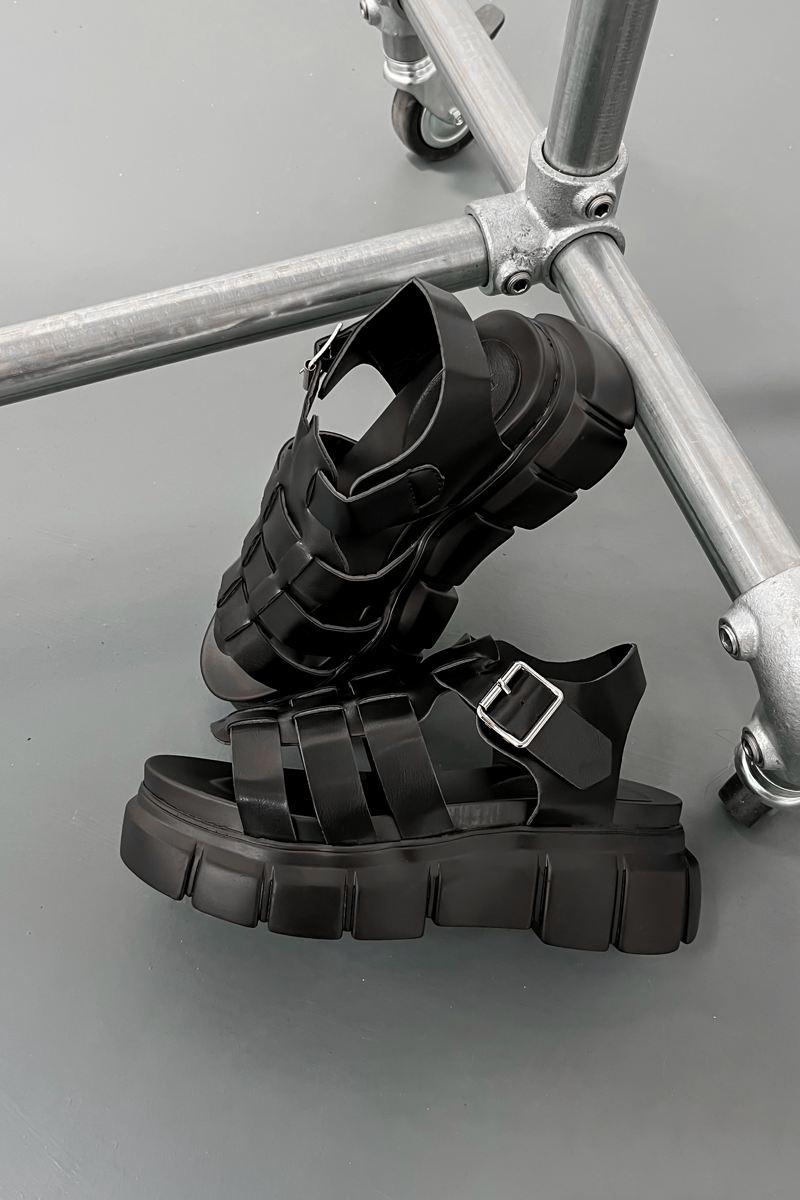 LENA Chunky Sandals - Black PU