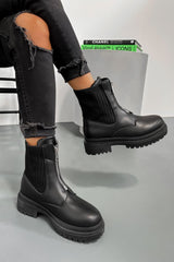 LEVI Zip Front Ankle Boots - Black - 2