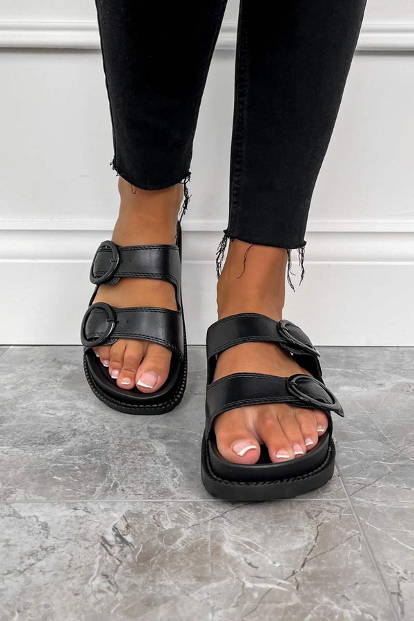 LOZ Chunky Slider Sandals - Black - 1