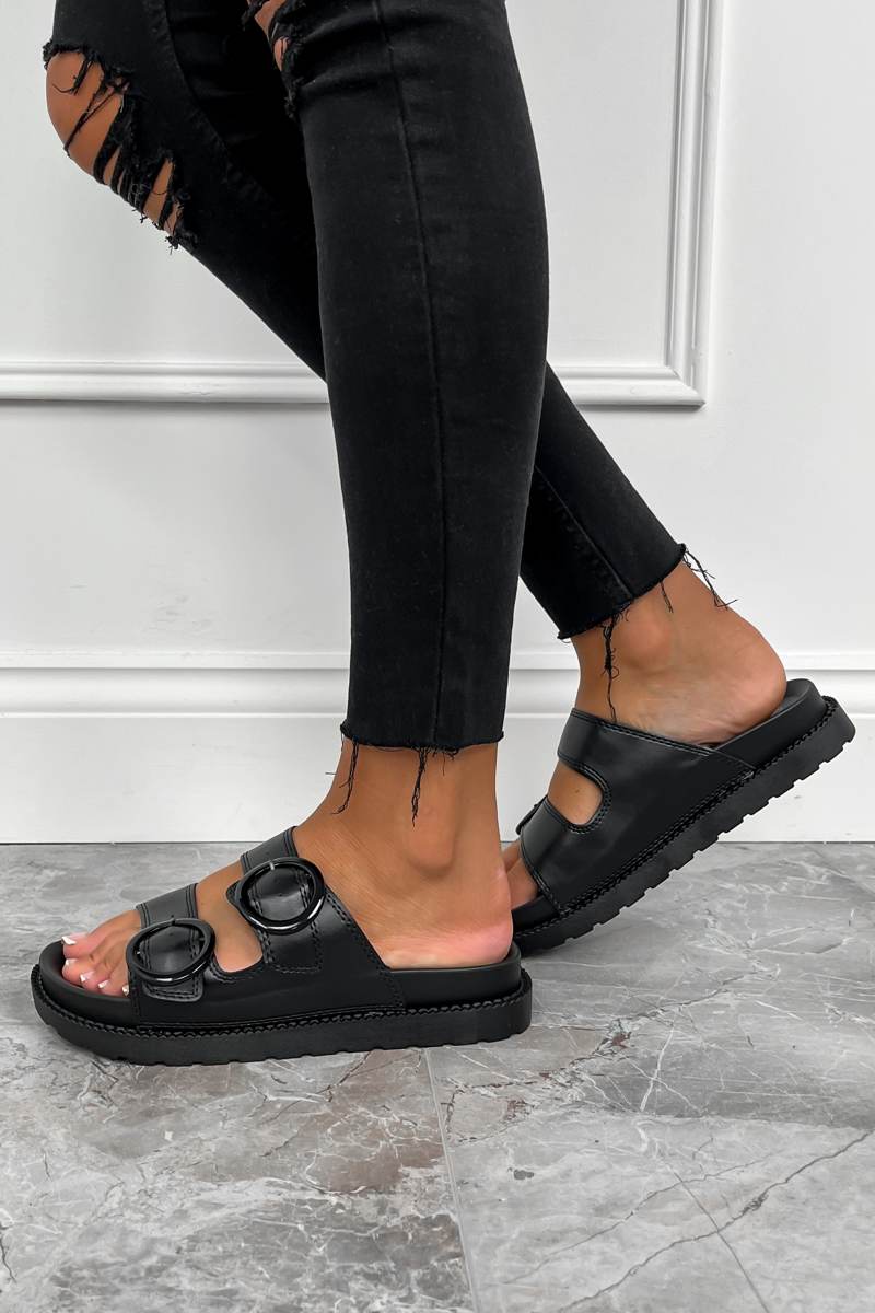 LOZ Chunky Slider Sandals - Black - 2