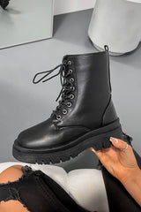 MIYAH Chunky Ankle Boots - Black PU - 2