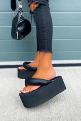 MOLLIE Super Chunky Toe Post Sandals - Black-1