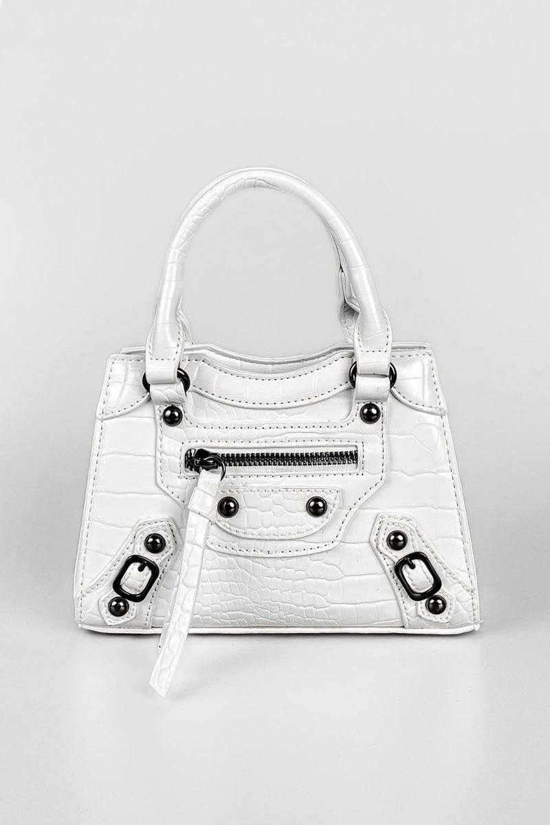 Mini Tote Bag - White Croc