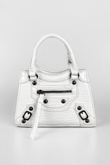 Mini Tote Bag - White Croc