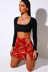 Motel Rocks Wren Dragon Mini Skirt - Red -1