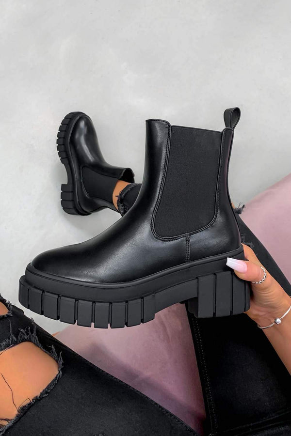 OVER IT Chunky Platform Ankle Boots - Black