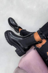 OVER IT Chunky Platform Ankle Boots - Black - 2
