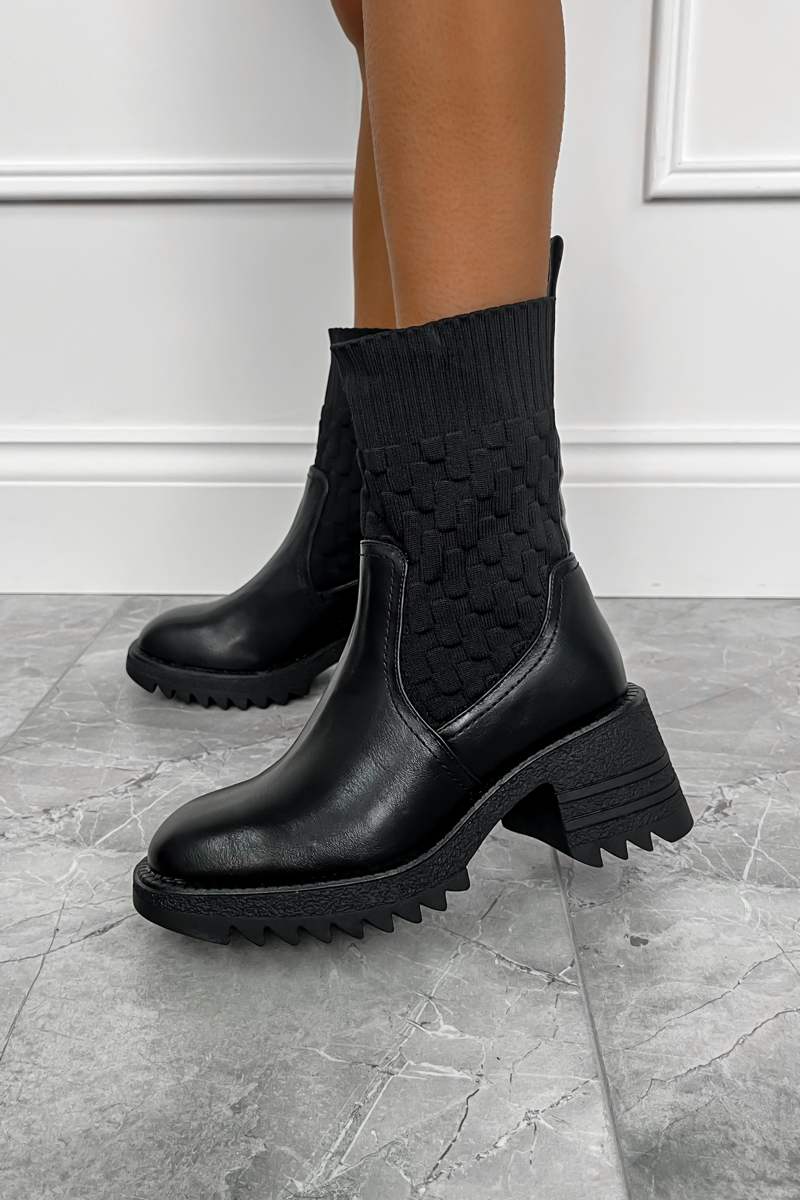 REA Chunky Sock Fit Ankle Boots - Black - 2