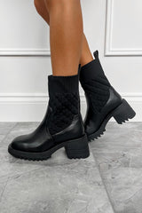 REA Chunky Sock Fit Ankle Boots - Black - 1