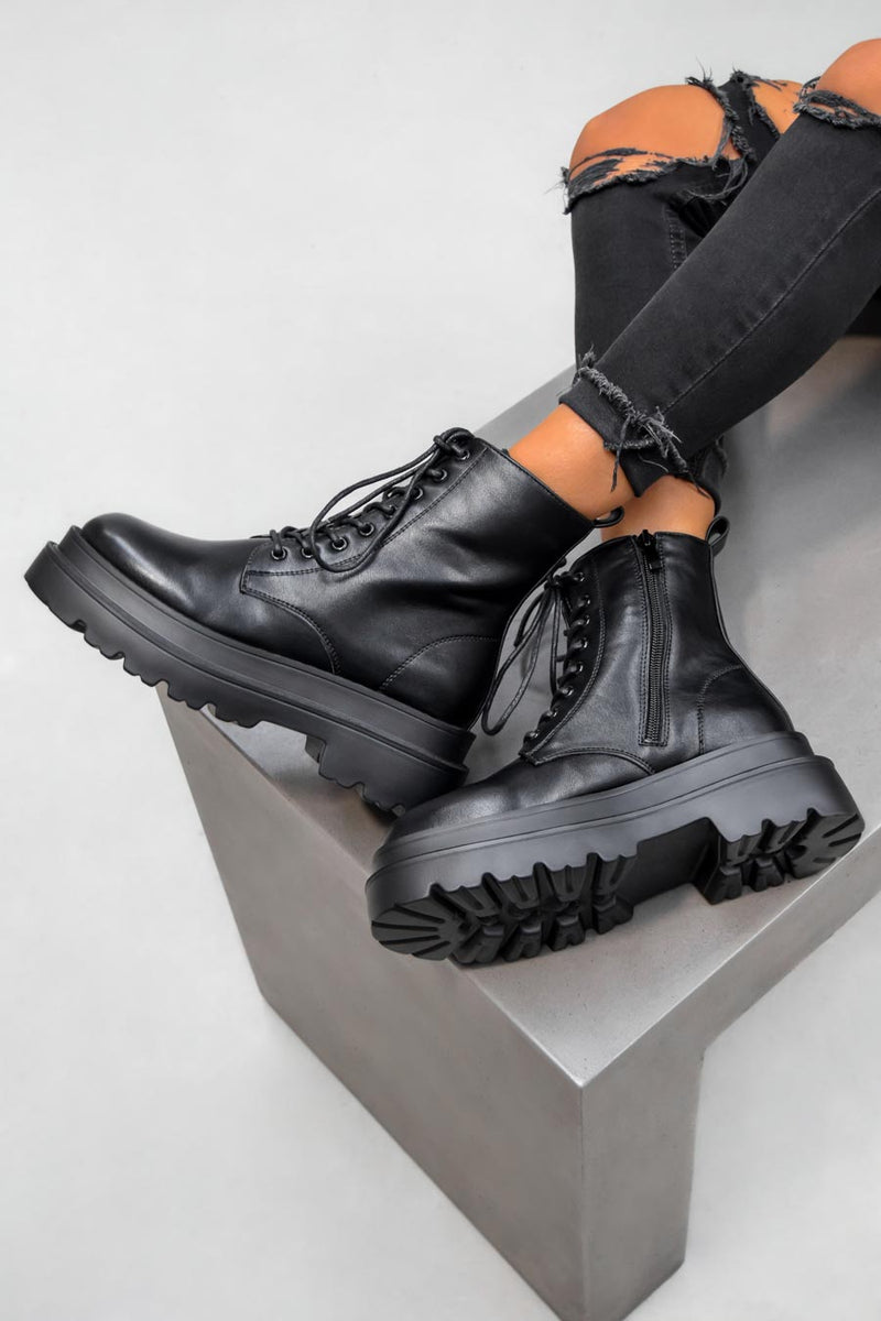 REGULATE Chunky Ankle Boots - Black PU-5
