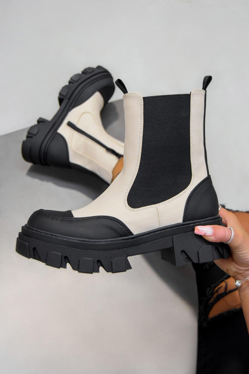 REMAIN Chunky Ankle Boots - Beige