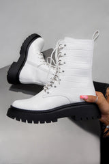 RICCO Chunky Ankle Boots - White Croc