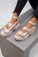 RIOT Chunky Buckle Sandals - Beige