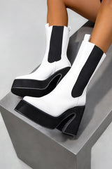RISE Platform sock Fit Boots - White-1