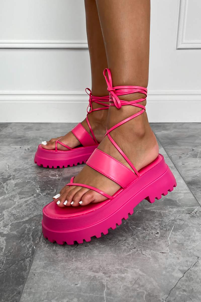 SHANIA Toe post Chunky Sandals - Pink PU