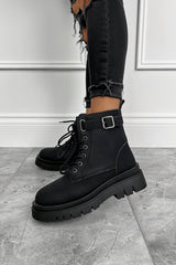 SIAN Chunky Ankle Boots - Black Suede - 1