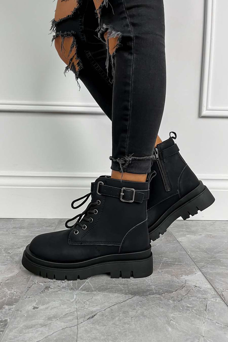 SIAN Chunky Ankle Boots - Black Suede - 2