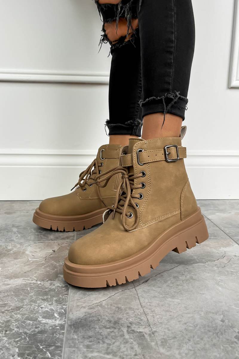 SIAN Chunky Ankle Boots Mocha Suede – AJ VOYAGE - Main Image