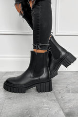 SOFIA Chunky Platform Ankle Boots - Black - 1