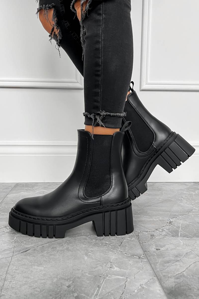 SOFIA Chunky Platform Ankle Boots - Black - 1