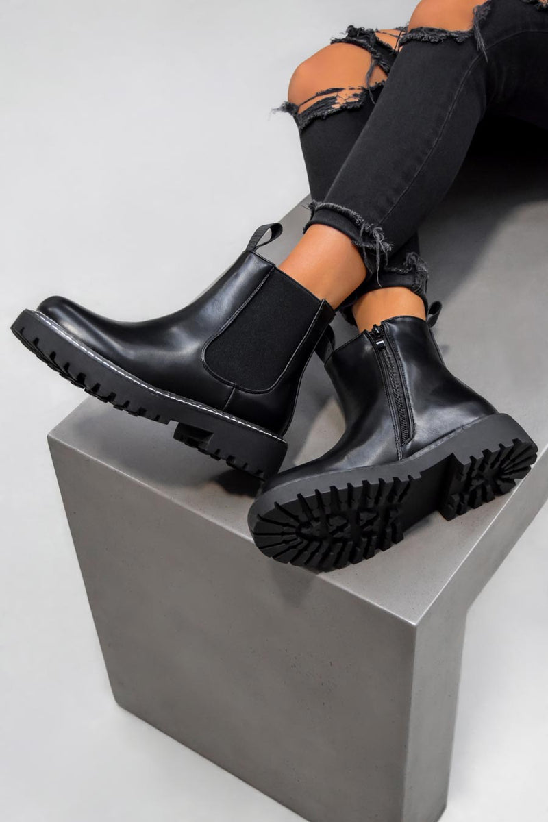 Stædig gen vulkansk STRIKE Chelsea Ankle Boots - Black PU – AJ VOYAGE