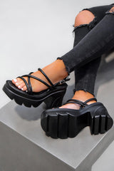 TALIA Chunky Platform Sandals - Black PU 4