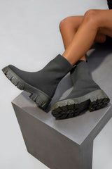 TASMIN Chunky Sock Fit Ankle Boots - Khaki-2